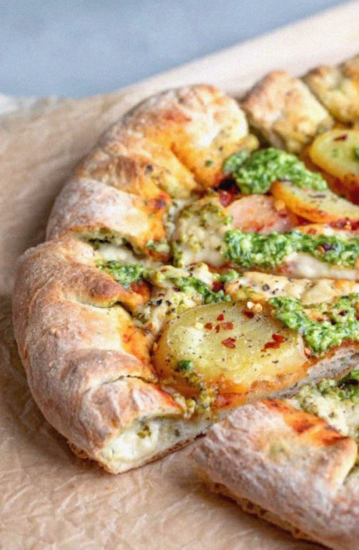 Vegan Pesto Stuffed Crust Pizza