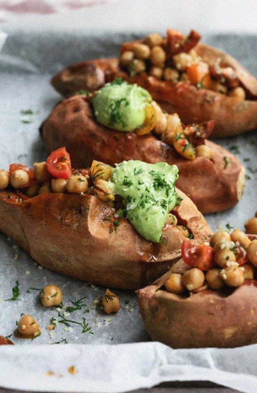 Zesty Chickpea Stuffed Sweet Potatoes