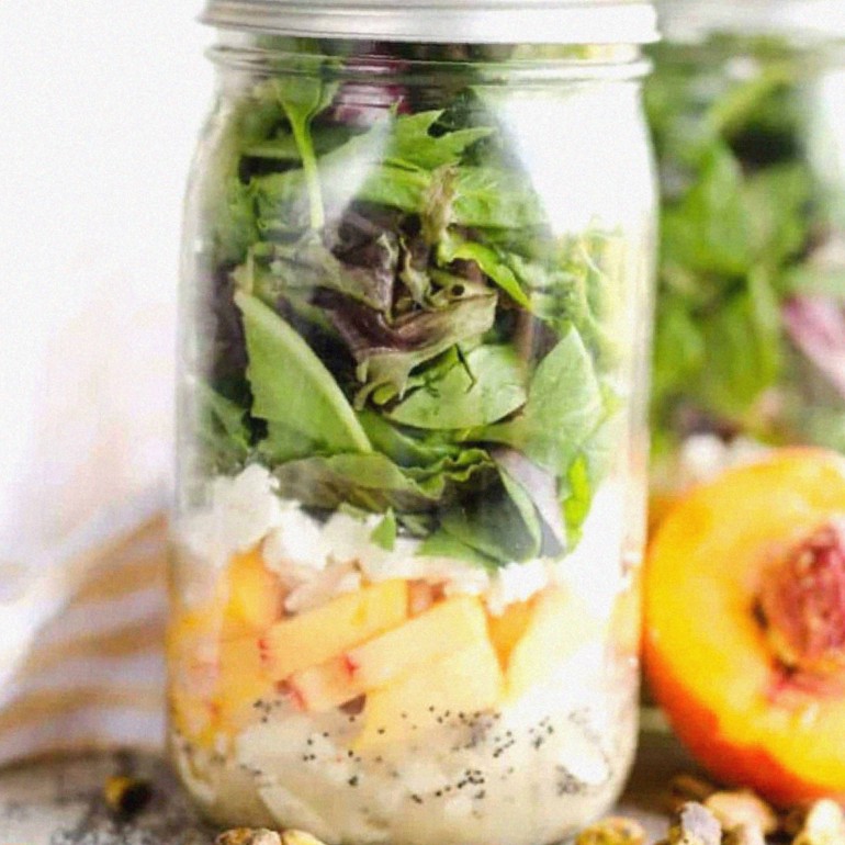 Chicken Peach Mason Jar Salads