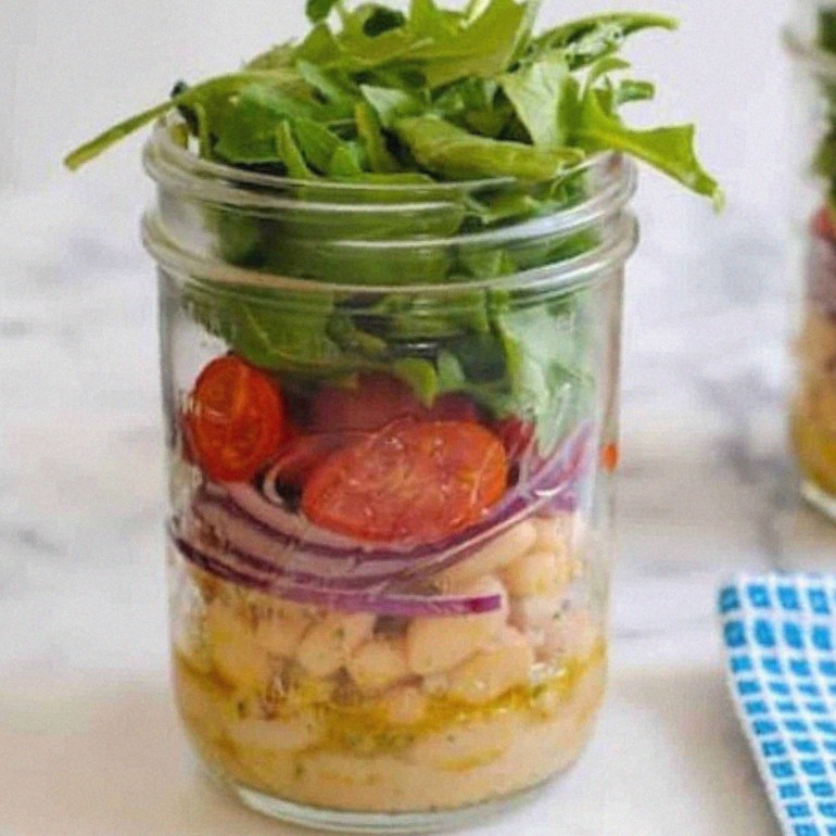 Marinated White Bean Mason Jar Salads