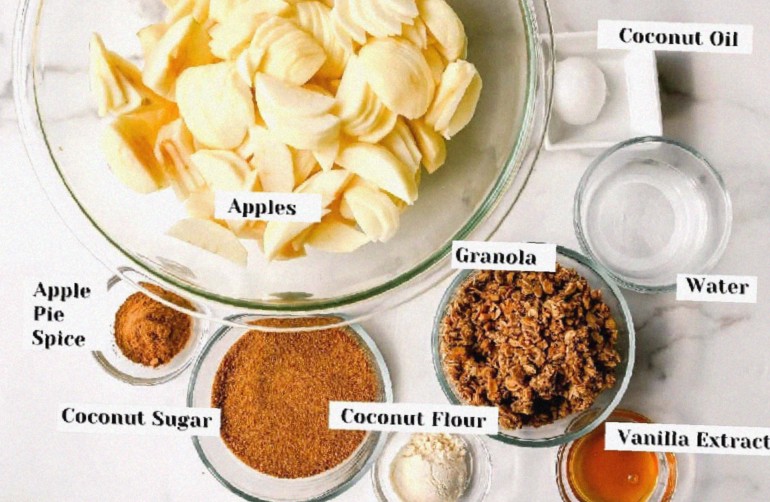 Ingredients for Healthy Apple Crisp with Granola Topping