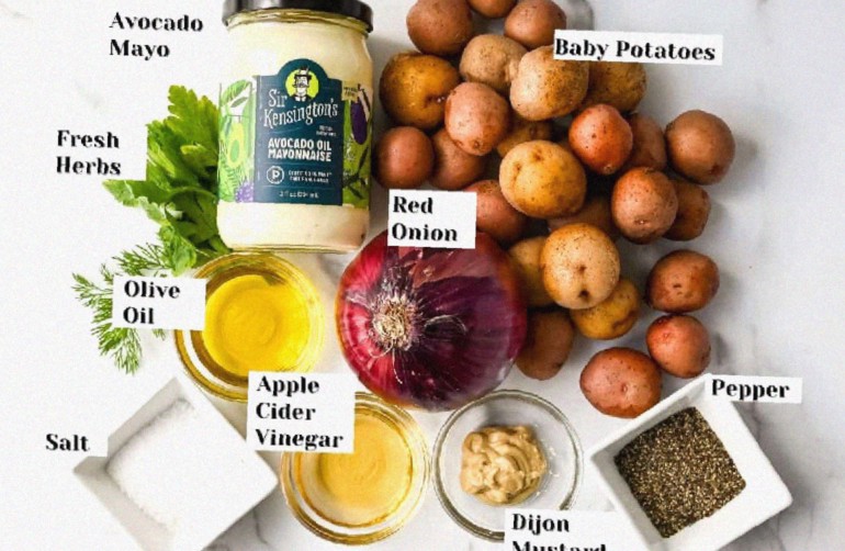 Ingredients for Whole30 Potato Salad