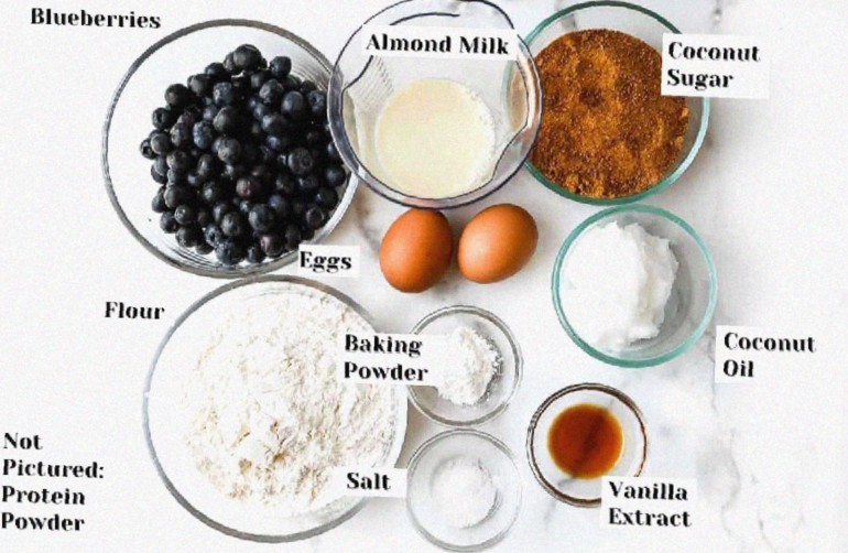 Ingredients for Protein Blueberry Muffins