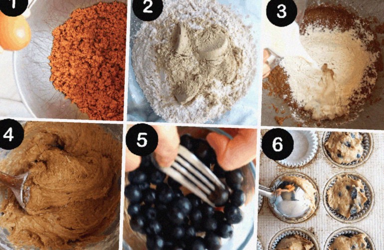 Steps to make Protein Blueberry Muffins