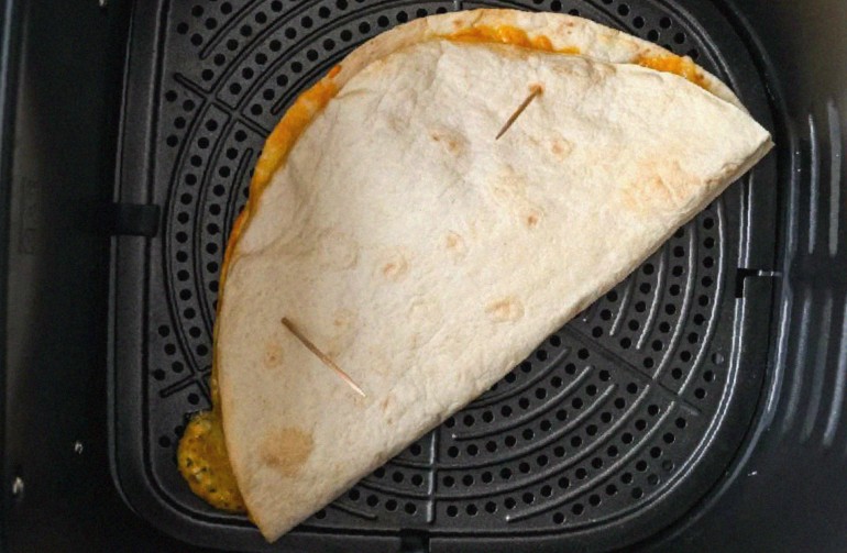 Air Fryer Quesadilla Cooking