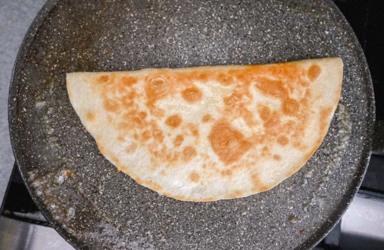 Folded Quesadilla on Stove