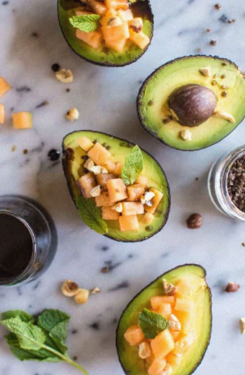 Avocado Cantaloupe Boats with Pomegranate