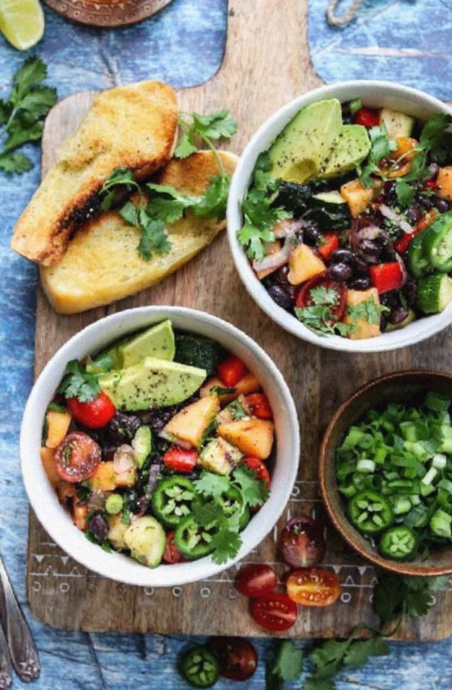 Grilled Cantaloupe Black Bean Salad