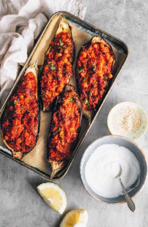 Cozy Quinoa Stuffed Eggplant