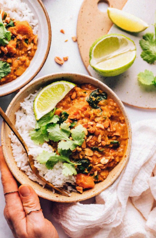 Satay Sweet Potato Lentil Curry