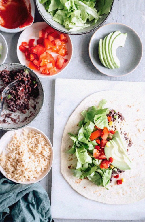 Ingredients for Vegan Bean Burrito