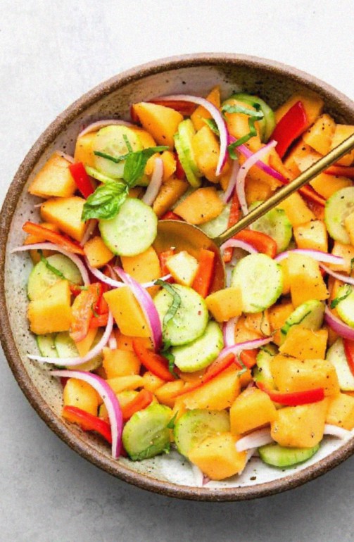 Fresh Cantaloupe & Cucumber Salad